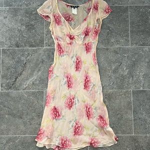 ABS Allen Schwartz Silk Floral Cherub Midi Dress